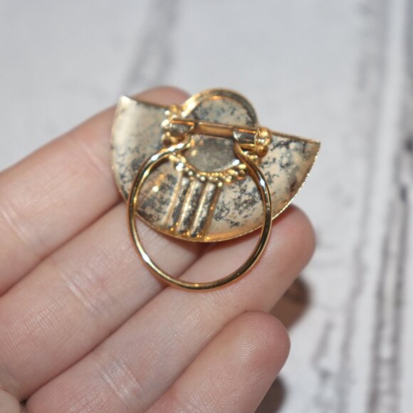 ✨🤍🎀 VINTAGE GOLD & PEARL SCARF CLIP · 1.5" WIDE - Picture 2 of 4